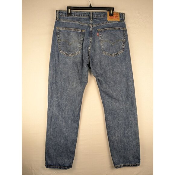 Levis Jeans Mens 36x30 Blue 505 Regular Fit Medium Wash Denim - Picture 7 of 11